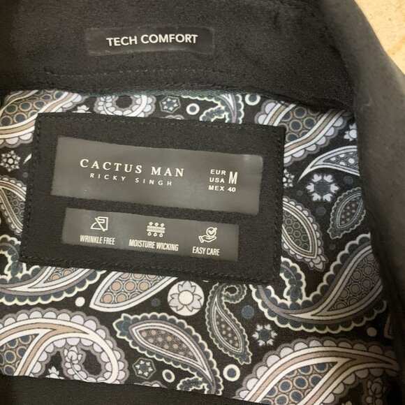Cactus Man Ricky Singh Black Button Shirt M Tech Comfort Wrinkle Free Stretch - Picture 3 of 4